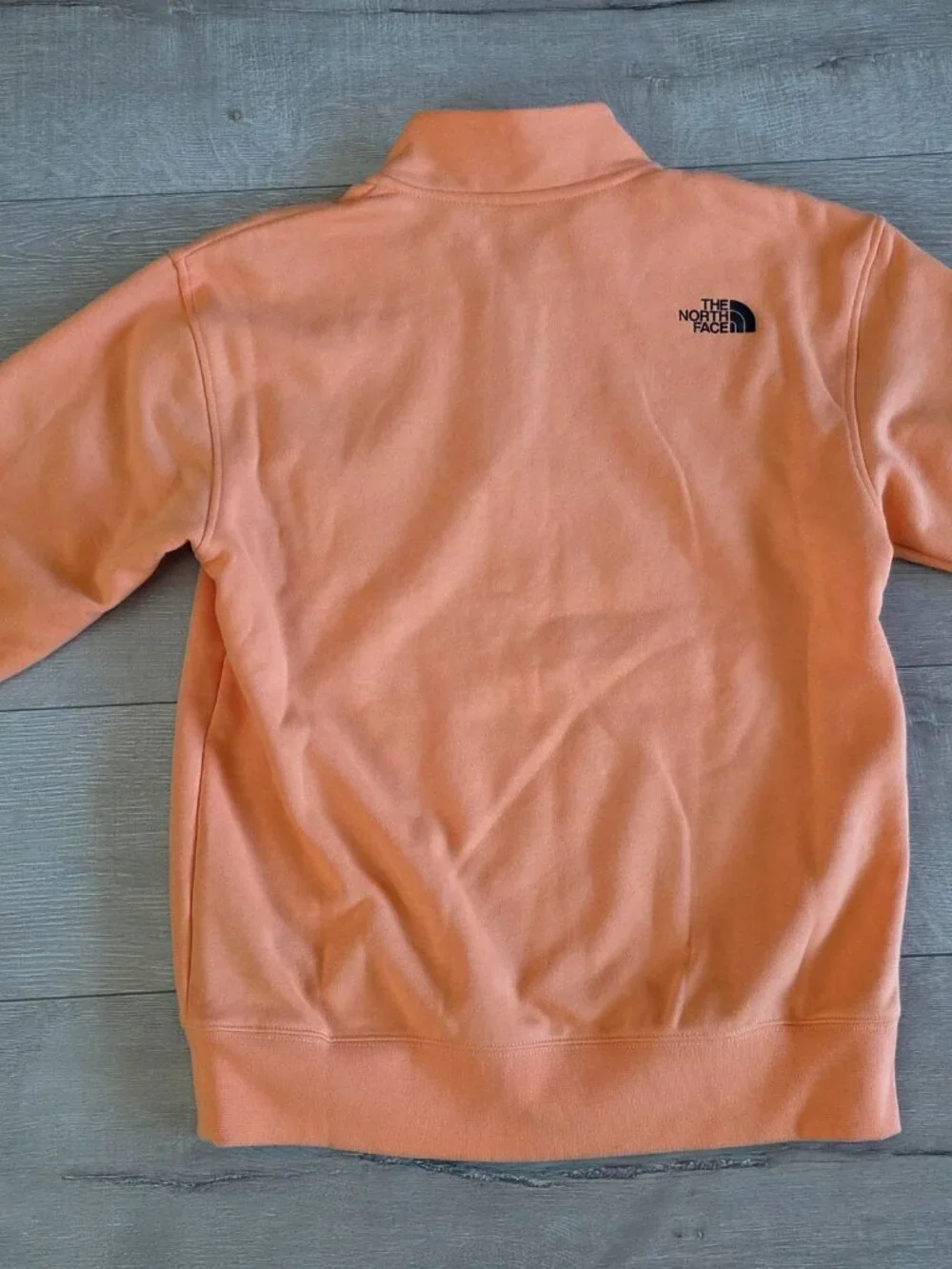 The North Face Fleece Sweatshirt Mens Small Orange Lined Box Half Dome 1/4 Zip